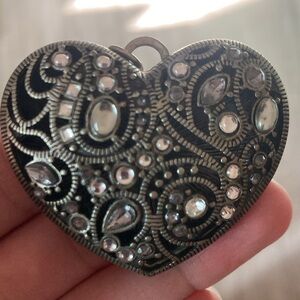 Elegant Silver Heart Pendant with Crystal Accents